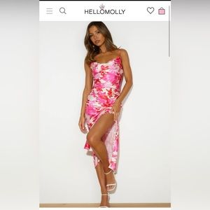 Style Tree Satin Midi Dress Pink. Hello Molly. Size Small. Tags still attached.